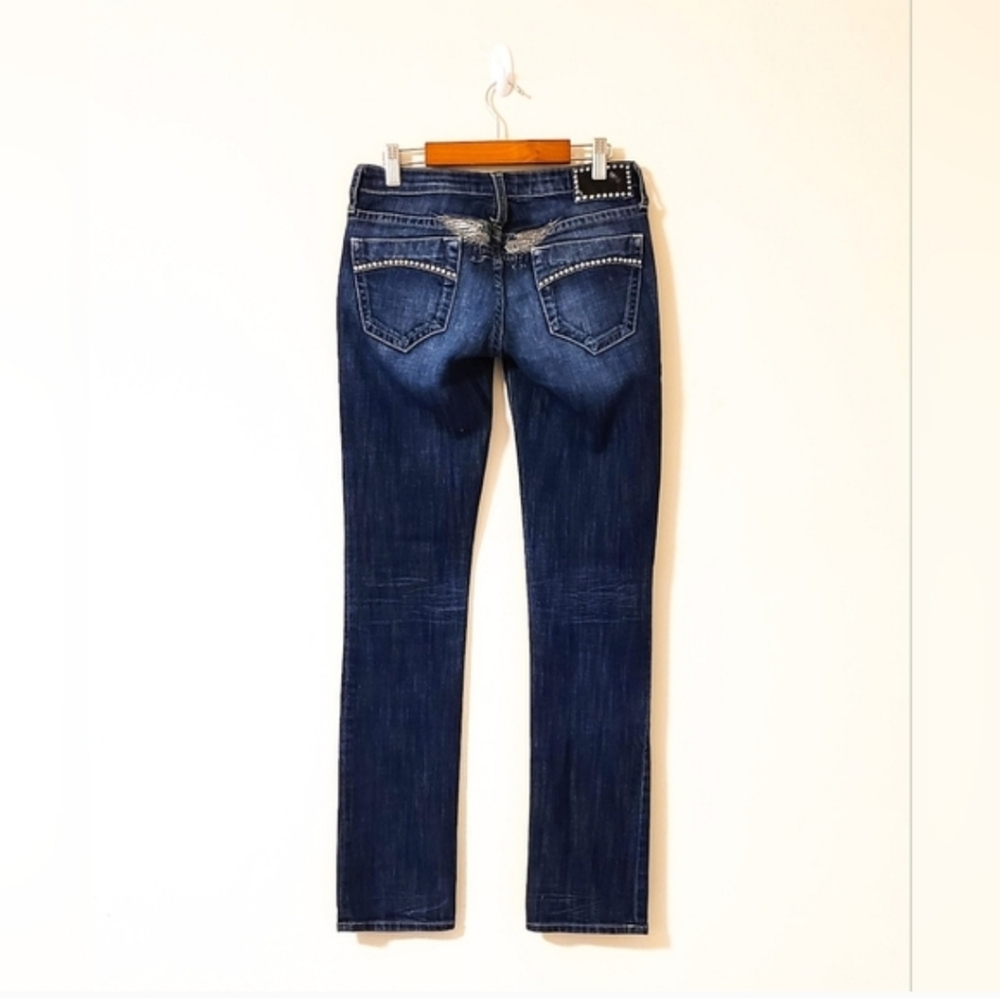 Robin's Jeans MARILYN Dark Wash Low Rise Silver Angel Wing Jeans